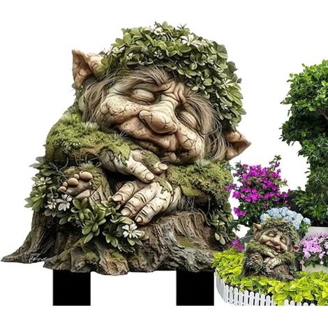 Troll de l'herbe verte en acrylique, piquets de jardin, statue extérieure résistante aux intempéries, décoration de cour et jardin (1/5)