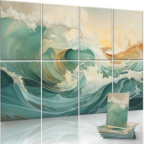 Set of 8 Artistic Acoustic Panels 120x80cm - Professional Sound Absorption - Treatment for Studio and Home Office (1/5)