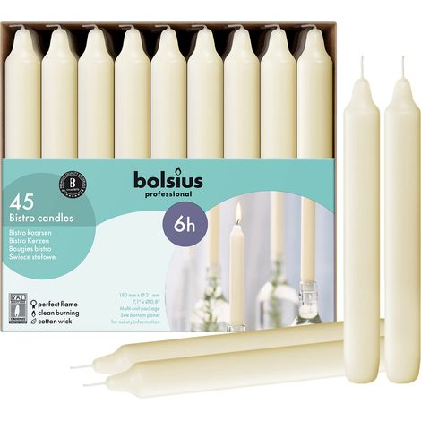 Candela da tavolo Bolsius Cream 45 pezzi (1/5)
