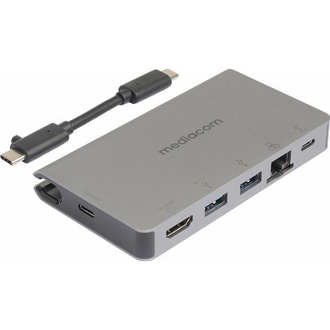 Mediacom MD-C315 laptop-dockingstation & portreplikator Kabelgebunden USB 3.2 Gen 1 (3.1 Gen 1) Type-C Aluminium