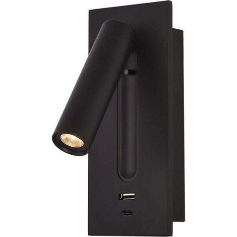 LED-Nachttischlampe mit verdecktem Schalter, faltbare Wandleuchte zum Lesen, 3 W warmweißes Licht (3000 K), Schwarz