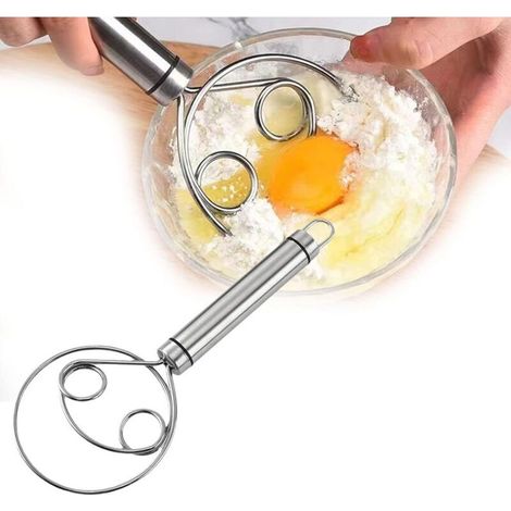 Danois Fouet,Teigbesen Teigmischer Acier Inoxydable Poignée Brotmixer Grand Doppellöchern Mélangeur À Main,Outils De Cuisson