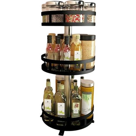Tourniquet Cuisine - Plateau Tournant Métallique 360° - Pour Épices Condiments Huiles - Diamètre 28 cm - Acier Inoxydable - 1 Pièce (1/5)