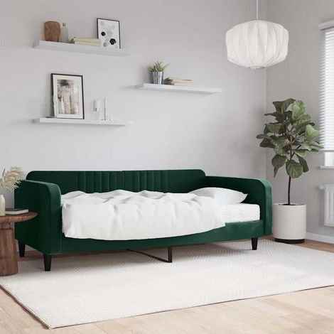 Tagesbett mit Matratze Dunkelgrün 100x200 cm Samt