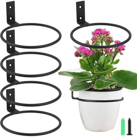 Support mural en métal pour pots de fleurs support suspendu plantes intérieur/extérieur 4 tailles lot de 6 robuste et pliable (1/5)