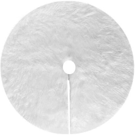 (90 cm) Jupe d'arbre de Noël en peluche blanche neige Jupe d'arbre de Noël Jupe d'arbre de Noël en fausse fourrure blanche Housse de support d'arbre (1/5)