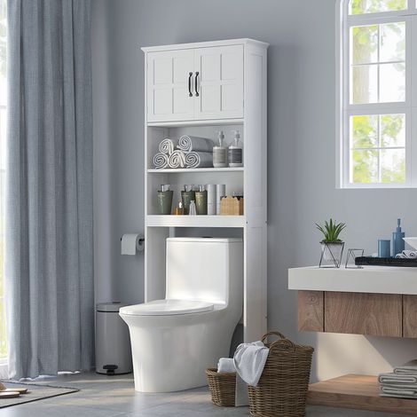 Mobile da bagno con armadietto contenitore, mobiletto a due ante e ripiano regolabile.
