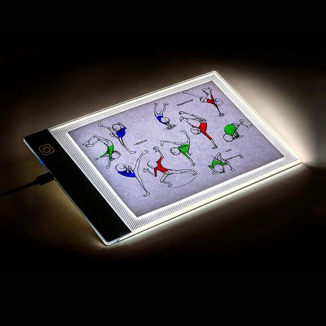 Led Licht Pad A3,Dimmbarer Leuchtplatte mit USB Kabel,für Diamond Painting, Zeichnung, Malen, Animation, Tattoo, Skizzierung (1/5)