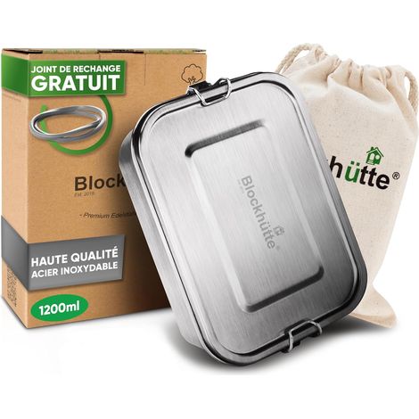 Boite à Gouter en Inox avec 3 Compartiments I 1200ml I Lunch Box, Bento Lunch Box Enfant et Adulte Hermétique I Boite Inox avec 2 cloisons I Lunchbox pour l'école ou travail (1/5)