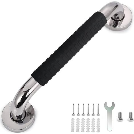 Bardusch Poignées d'appui pour personnes âgées, en acier inoxydable 304, poignées de douche, pour montage mural, WC, salle de bain, antidérapantes, 30 cm, pour personnes âgées et personnes handicapées (1/5)
