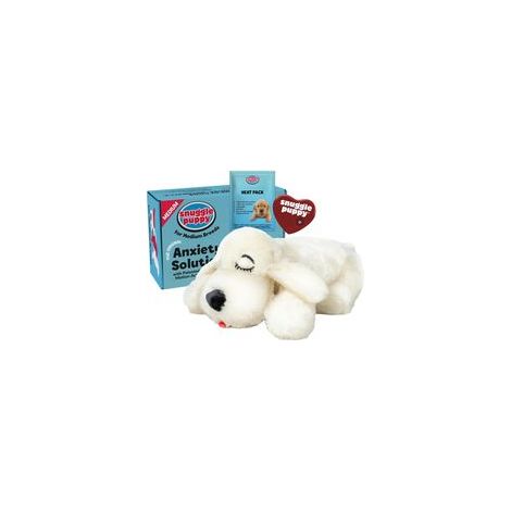Juguete para cachorros con latido de corazón, latido realista, ayuda para dormir y juguete de confort para entrenamiento en jaula con bolsa de calor, diseño de felpa color crema - Crezuo-Crezuo