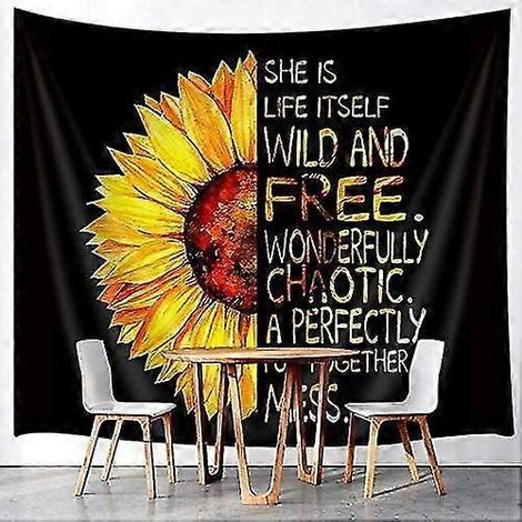 Tapisserie 70x60 cm, motif tournesol, imprimé floral naturel, peinture à l'huile représentant un demi-tournesol
