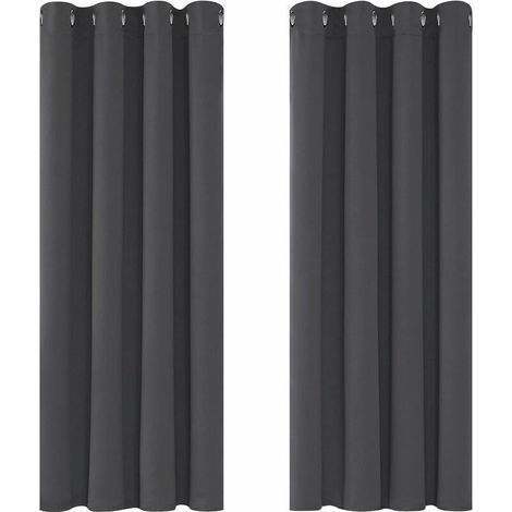 Rideaux Occultants Isolant Thermique Anti Froid - 117x138 CM (Largeur x Hauteur) - Design Moderne à Oeillets - Pour Salon et Chambre - Gris Foncé - 2 Pièces (1/5)