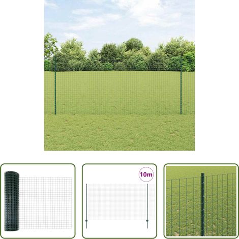 Gartenzaun - Zaun mit Pfosten Grün 1,4 x 10 m Stahl und PVC (1/5)