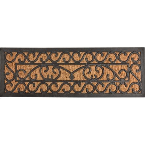 Design RB168 Paillasson en Caoutchouc et Fibre de Coco Noir/Marron 75 x 25 cm (1/5)