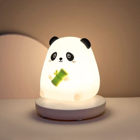 Veilleuse rechargeable pour enfants, belle veilleuse panda 3 couleurs, veilleuse pour bébé, veilleuse pour bébé en silicone souple, lampe de chevet LED pour enfants et cadeaux de vacances
