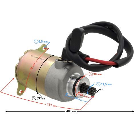 Démarreur Moretti pour scooter 4T 125 cm³, 9 dents (1/3)