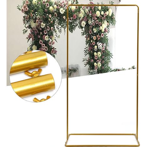 Portail de mariage en forme de carré avec drapeau en ballons, structure métallique, treillis floral en fer pour fond de fête, décoration de salle avec ballons, couleur or, dimensions 105 x 62 x 200 cm (1/5)