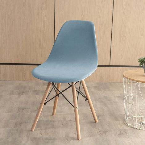 Fodera elastica per sedile in tessuto morbido, compatibile con sedie a guscio (tipo Eames), completamente regolabile, colore azzurro lago