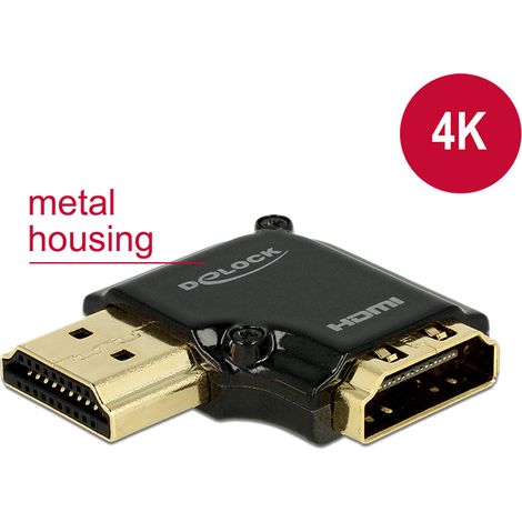 Adapter hdmi-a stecker  hdmi-a buchse 90Â° links gewinkelt 4k metallgehÃ¤use premium delock