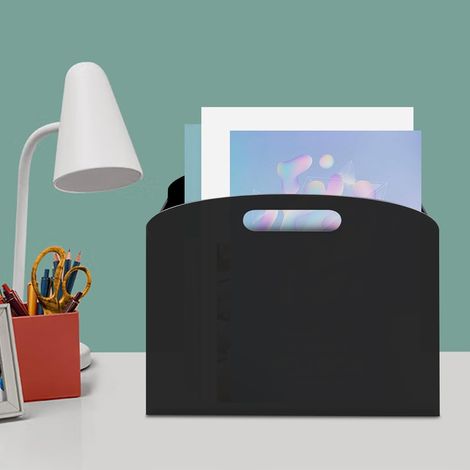 Zeitungsständer aus Acryl Modern Zeitschriftenhalter mit Griffen Aktenaufbewahrungsbox Zeitungshalter stehend, für Zeitschriften, Akten und Flyer aufbewahren (1/5)