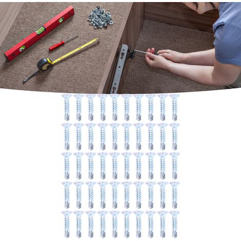 50 vis autoperceuses Phillips en acier au carbone zingué bleu-blanc, tête plate 4,2 x 19 mm (1/5)