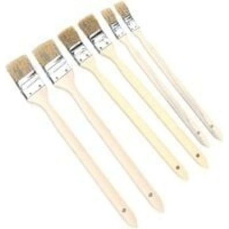 Pinceau Radiateur, 6Pcs Pinceau Plat Tête Coudée Pinceau Soie de Porc de Super Qualité Pinceaux Plats avec Manche en Bois Largeur 25-40-50mm,400 mm de long,pour la Peinture Les Taches et Nettoyage en (1/5)