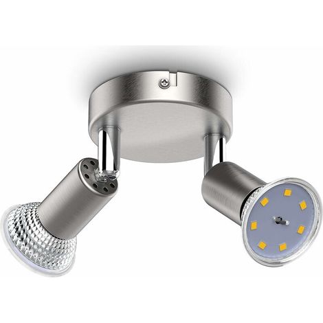TRIOM plafonnier LED, 2 spots pivotants, avec ampoules LED GU10 3W 250lm, lumière blanche chaude, éclairage plafond chambre, salon salle à manger cuisine, Ø11cm (1/5)