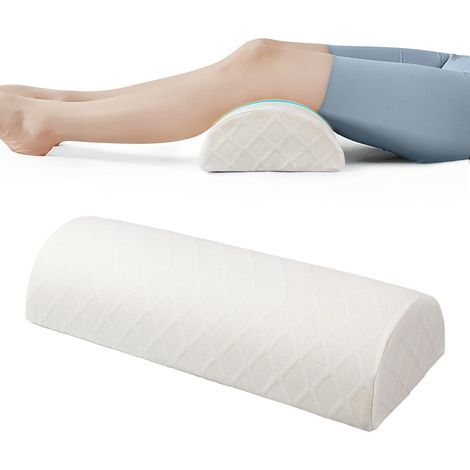Oreiller pour genoux pour dormir sur le dos, coussin en mousse mémoire pour soulager la douleur sciatique, soutien sous les jambes pour dormir sur le dos, rouleau demi-lune pour lit (1/5)