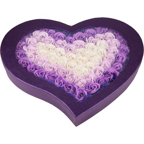 Bouquet De Roses En Savon - 99 Fleurs Simulées - Cadeau Romantique Pour La Saint-Valentin - Avec Boîte Cadeau - Violet (1/5)
