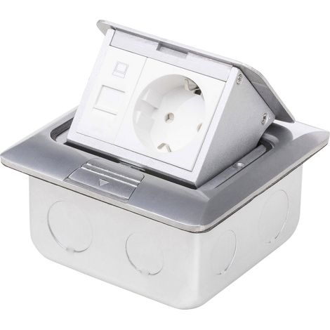 LEDmaxx 105626 1fach Fußboden-Einbausteckdose  mit Cat5 Buchse IP20 Aluminium