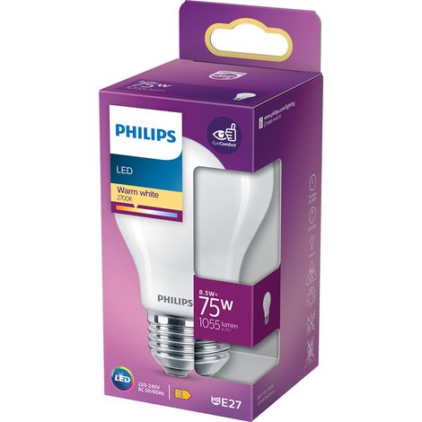 LAMPADA A LED 'GOCCIA' CALDA 2700K 8,5 W=75W E27 - 1055 lm- 4 pezzi - PHILIPS