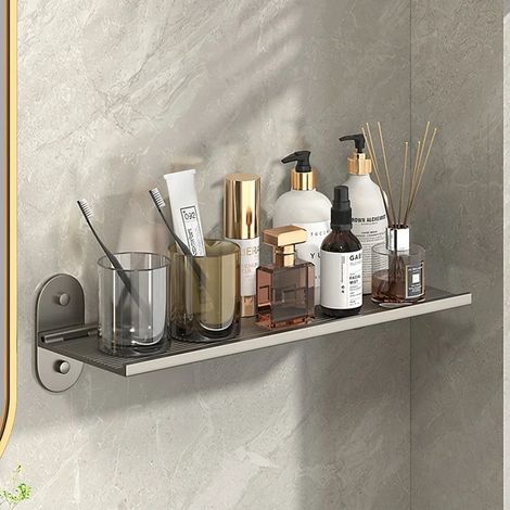 Étagère murale de salle de bain (40 cm) - Rangement moderne et élégant de style nordique - Étagère pliable pour lavabo et cosmétiques (1/5)