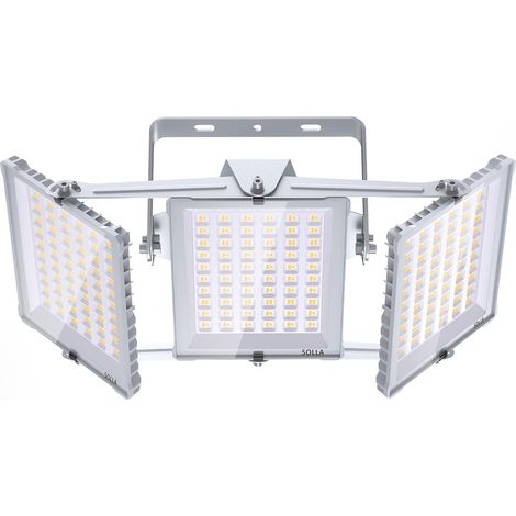 Projecteur LED extérieur 450W 2025 Plus Nouvelle Version Mis à Jour, 45000 LM, Blanc Lumière du Jour 6000K, Étanche IP66, 3 Têtes Réglables, Éclairage de Sécurité Extérieur pour Cours, Gris (1/5)