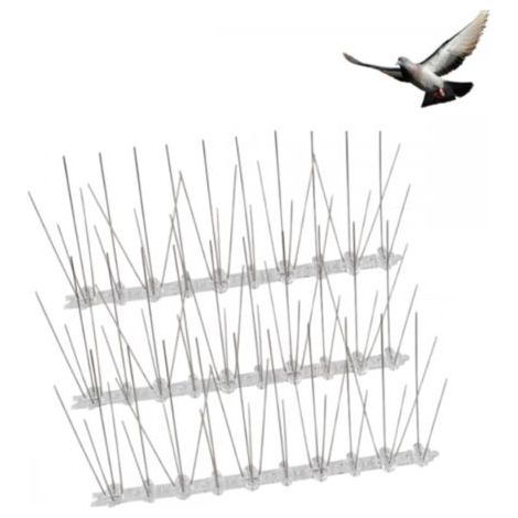 QORVA-Lot de 3 pics anti-pigeons, de 2,5 mètres de long, en acier inoxydable et plastique souple, pour oiseaux, moineaux et corbeaux. (1/5)