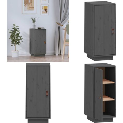 Buffet Gris 34x40x75 cm Bois massif de pin - Buffet - Meuble De Rangement - Commode - Armoire - Bois Massif - Home & Living (1/5)