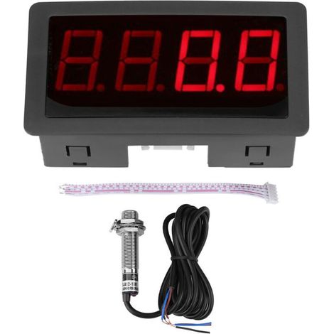 4-stelliger LED-Digital-Drehzahlmesser, Drehzahlmesser-Panel mit NPN-Sensor-Effekt und Näherungsschalter (Rot). (1/4)