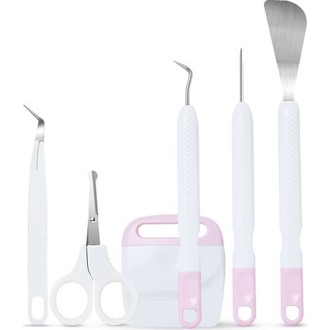 Outils de Désherbage Vinyle, Accessoires de Traceur Artisanat carton Trousse d'outils de Démarrage, Camées, Lettrage, compris Crochets de Désherbage, Pincettes, Spatules pour silhouette (6 pièces)-Vi (1/4)