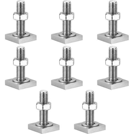 8 Pcs Adaptateur T-Track M8x30mm, Adaptateur à Rainure en T, Rainure T Vis Pince à Rainure en Acier Inox avec Écrous de Rainure et Rondelle, pour Fixation Coffre de Toit Porte-Bagages(M8 Carré) (1/5)