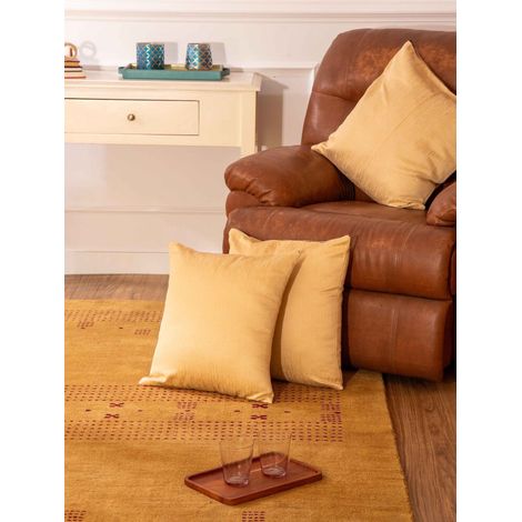 Fundas de almohada decorativas modernas hechas a mano de 50 x 50 cm (20" x 20") en color oro claro liso, juego de 2 piezas.