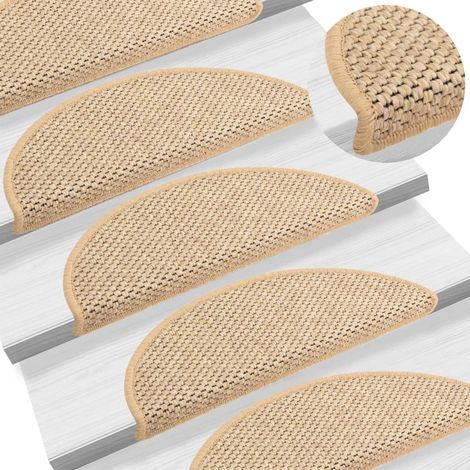 15 pcs Tapis d'escalier autocollants, Tapis de marches, Marchettes D'escalier 65x21x4 cm Beige clair MKS95197 (1/5)