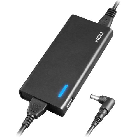 NOX -NXPWR90NB- Chargeur pour ordinateur portable 90W, 10 connecteurs différents, efficacité minimale 85%, compatible avec la plupart des marques, régulation de tension automatique, couleur noire (1/5)