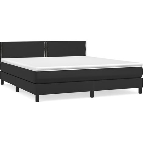 Maison Exclusive - Sommier à lattes de lit avec matelas Noir 180x200 cm Similicuir