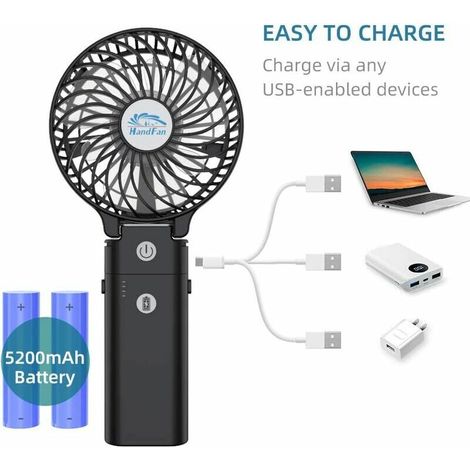 Mini ventilatore portatile ventilatore a mano batteria ricaricabile USB 3 velocità 180 pieghevole piccolo ventilatore da scrivania power bank ventilatore a mano 3 in 1 ufficio, viaggio (1/3)