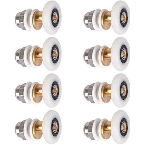 Porte de Douche - Rouleau Roulette Roue pour Porte de Douche Roulettes Coulissantes Porte Roue de Remplacement pour Rouleau 8 pièces 25mm (1/5)