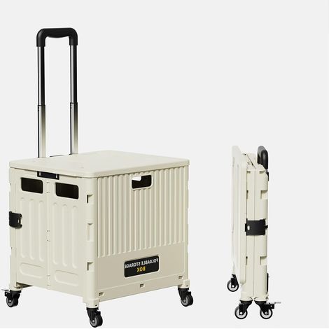 Caddie De Courses Pliable 36x31x44cm Chariot De Courses 4 Roues,Grande Capacité Résistant à La Rayure De Courses Poignée Télescopique avec Couvercle (1/5)