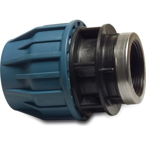 Adaptador Jason PP de 25 mm x 1" con abrazadera x GW 16 bar, color negro/azul.