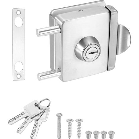 Serrure Carrée Pour Porte En Verre Sans Cadre Argenté (1/5)