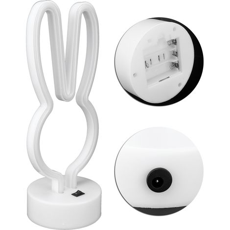 Veilleuse LED néon en forme de tête de lapin, lampe de chevet décorative, cadeau de mariage, d'anniversaire ou de fête de famille, lampe de décoration pour chambre d'enfant, alimentée par USB ou par p (1/5)