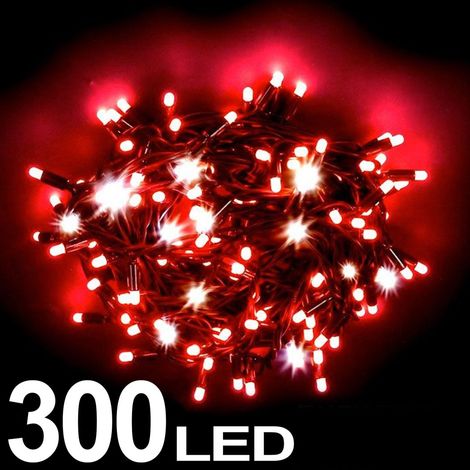 TrAdE Shop Traesio - Catena Luminosa 300 Led Colore Rosso Uso Interno Con Controller 8 Funzioni -